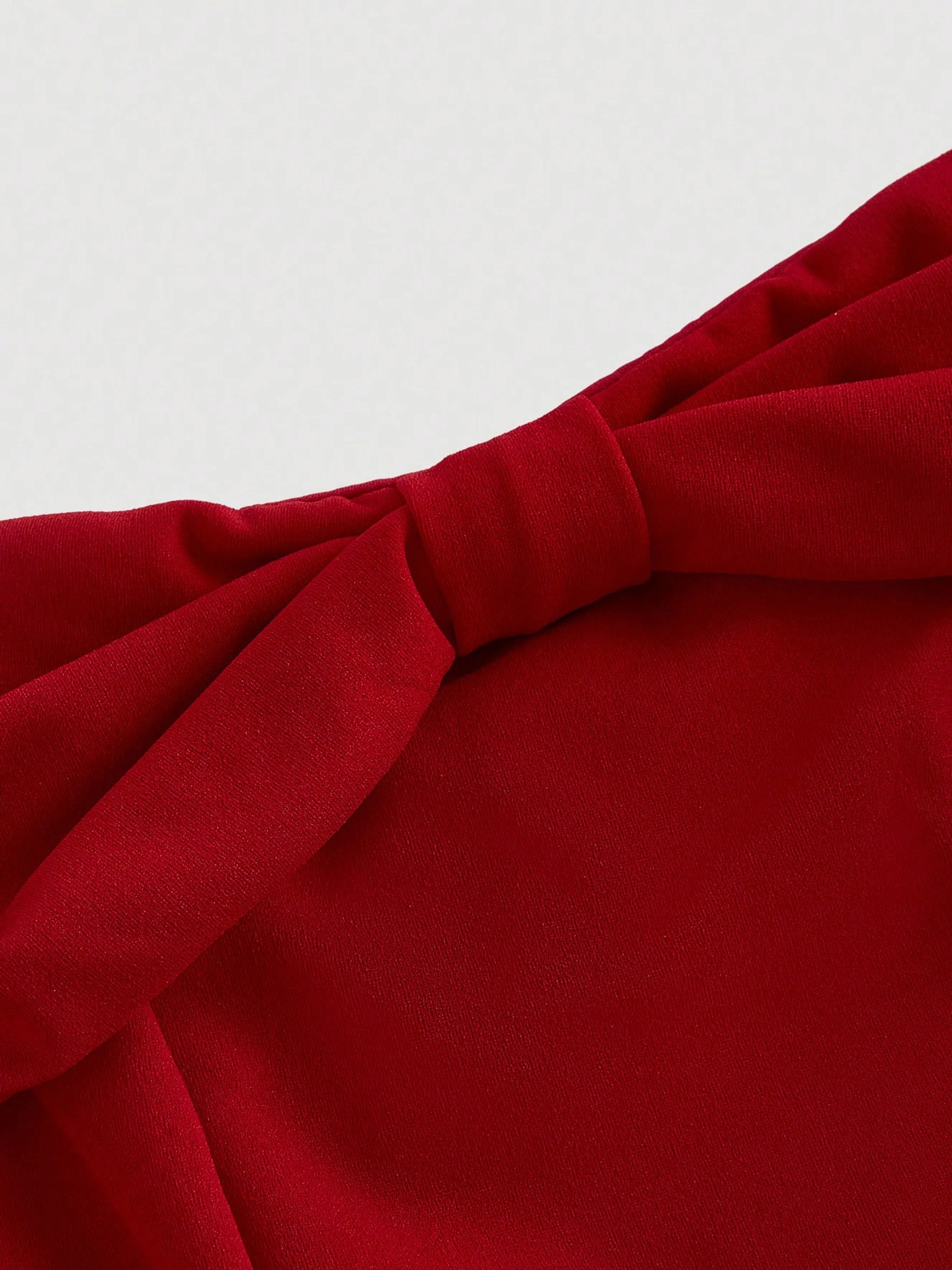 Women's Romantic Off Shoulder Bow Tie Dress, Slim Fit Elegant Dress For Christmas Birthday Dating Graduation Season