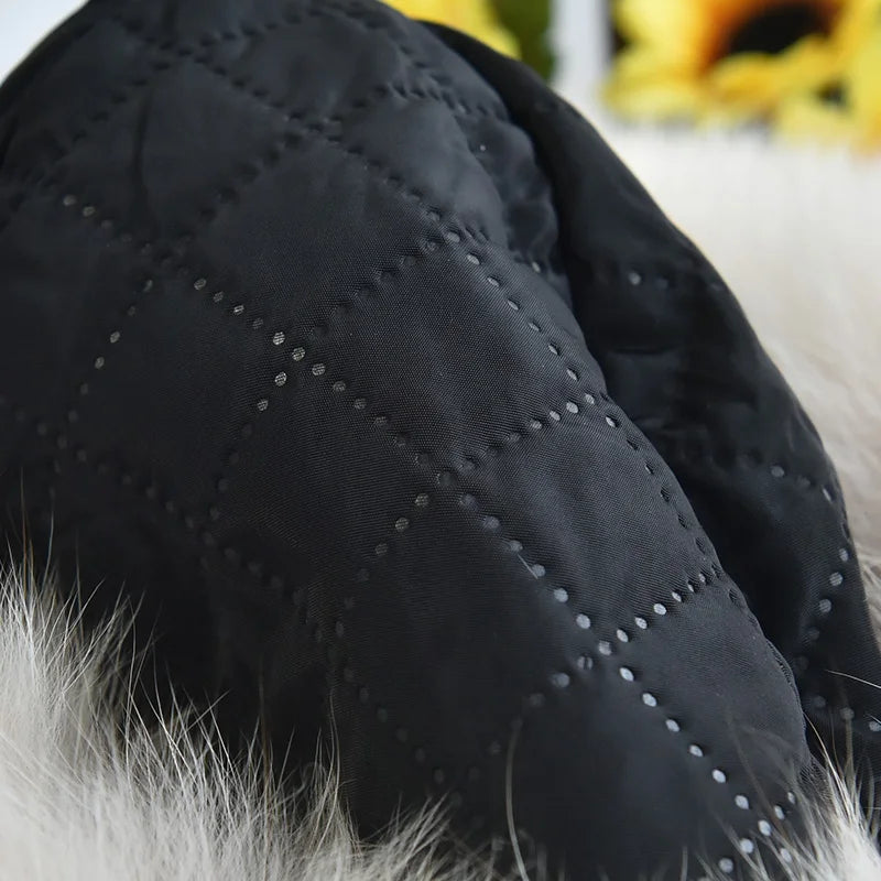 Women Winter Rabbit Fur Hats Thick Warm Female Fox Fur Brim Caps Lined Russia Style Bowler Hats Whole Fur Dome Beanies Ski Hat