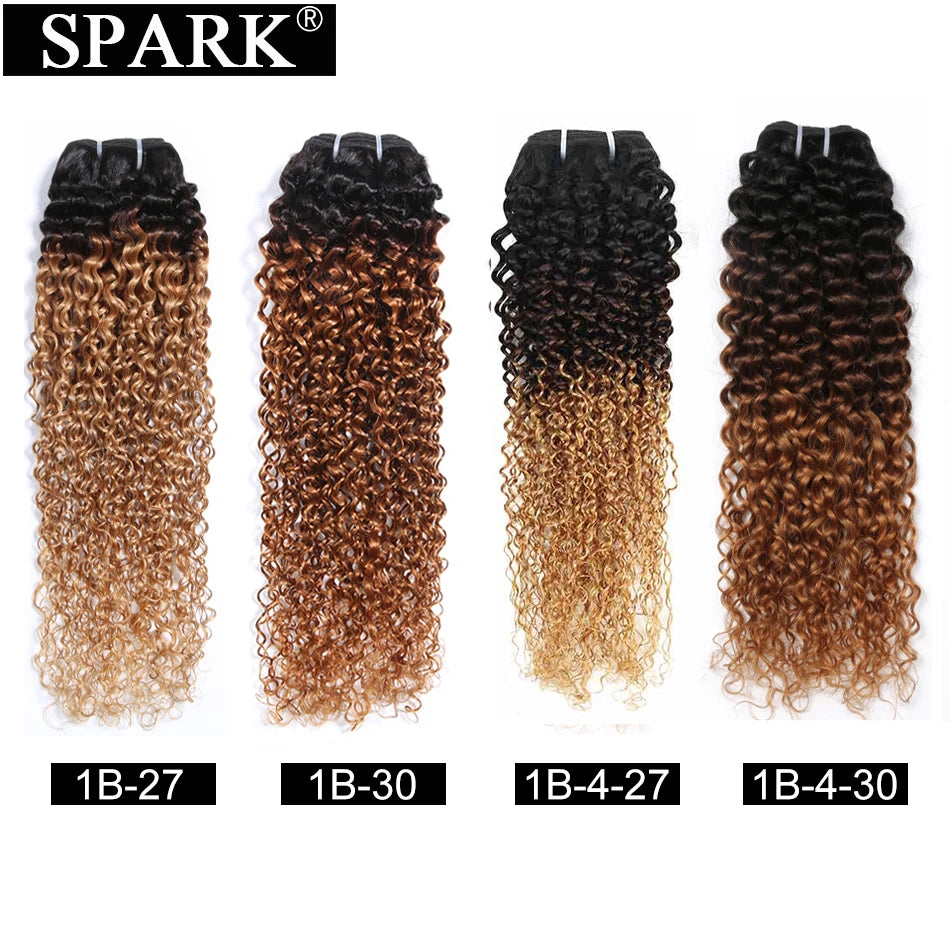 Spark Human Hair Afro Kinky Curly Ombre 100%  Remy Human Hair Extensions Brazilian Hair Weave Bundles 1/3/4 Bundles Deals