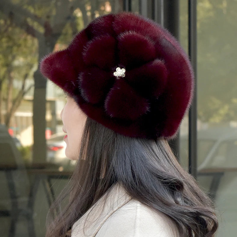Custom Winter Real Mink Fur Hat Men Warm 100% Natural Full Mink Fur Hats for Women