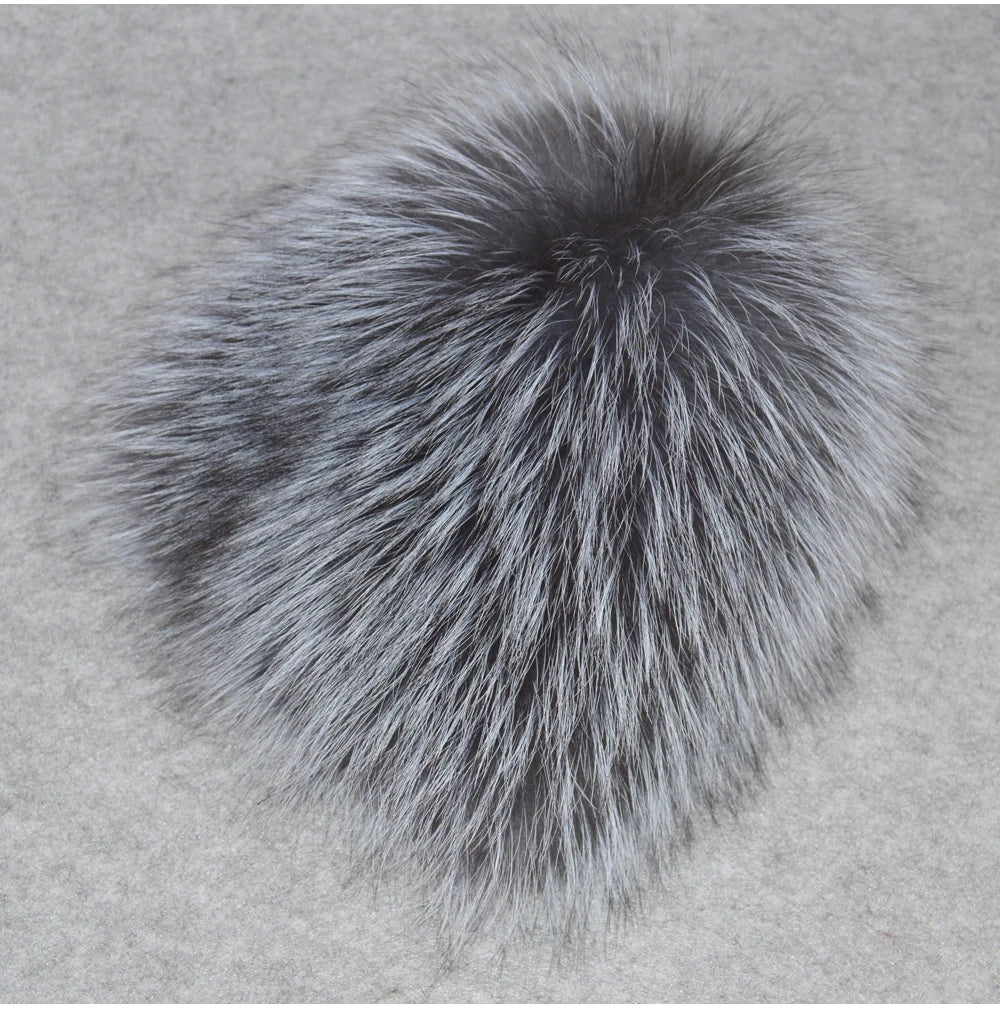 MWFur Luxury Winter Thicken Fur Hats Knitted Girls Warm Beanies Elastic Furry Fox Fur Hat for Women