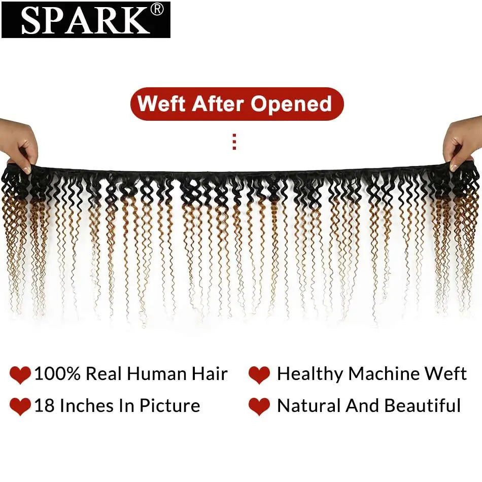 Spark Human Hair Afro Kinky Curly Ombre 100%  Remy Human Hair Extensions Brazilian Hair Weave Bundles 1/3/4 Bundles Deals