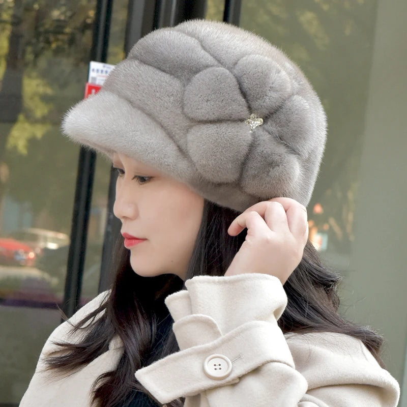 Custom Winter Real Mink Fur Hat Men Warm 100% Natural Full Mink Fur Hats for Women