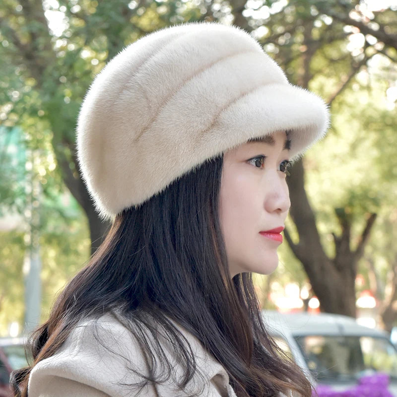 Custom Winter Real Mink Fur Hat Men Warm 100% Natural Full Mink Fur Hats for Women