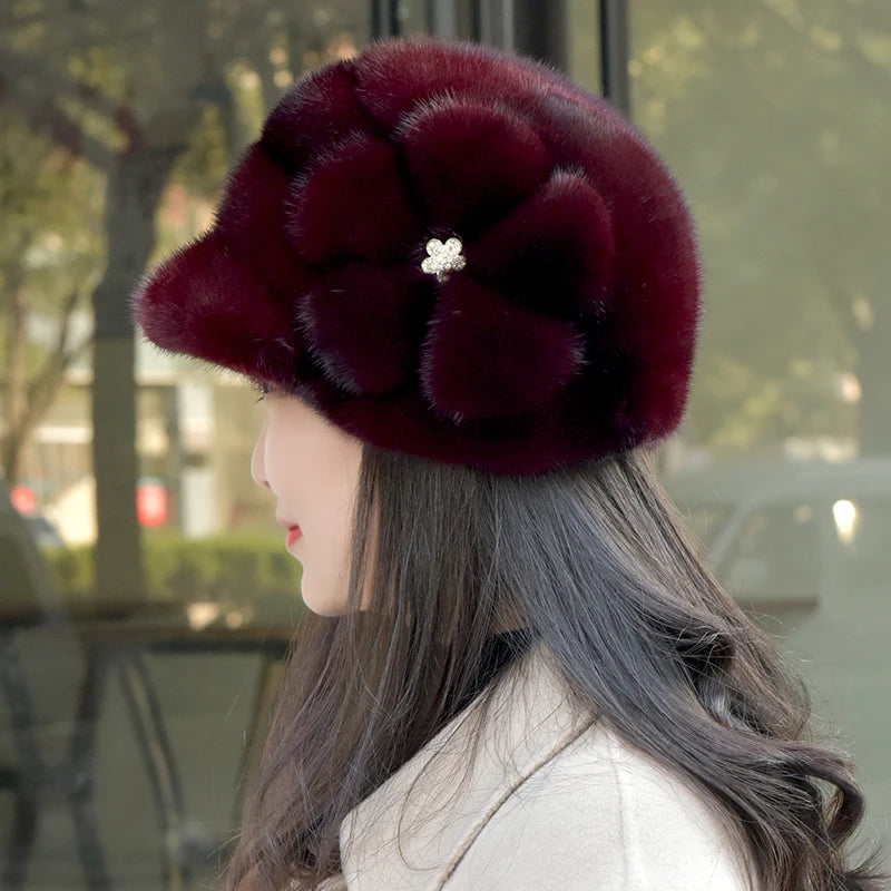 Custom Winter Real Mink Fur Hat Men Warm 100% Natural Full Mink Fur Hats for Women