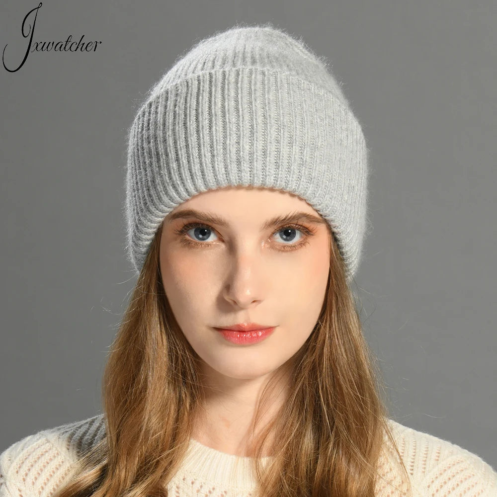 Jxwatcher Skull Ski Knit Hat Luxury Blank Women Custom Logo Thick Warm Double Cuffed Ribbed Unisex Cashmere Tuque Winter Beanie