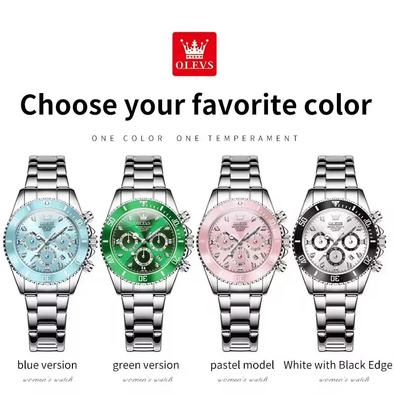 OLEVS 5632 Elegant Luxury Multi-function Lady Wrist Luminous Watch Woman Trend Stainless Steel Original Quartz Watches for Women