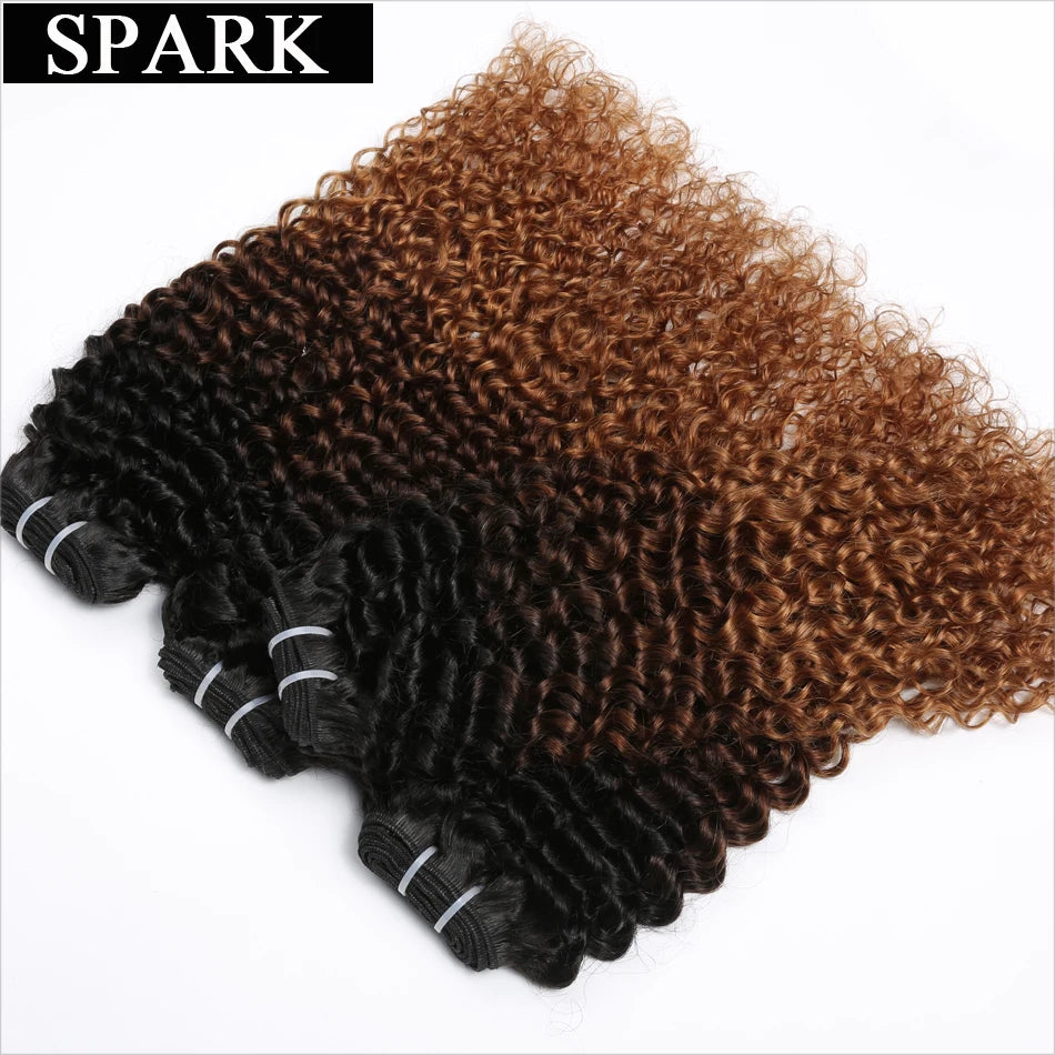 Spark Human Hair Afro Kinky Curly Ombre 100%  Remy Human Hair Extensions Brazilian Hair Weave Bundles 1/3/4 Bundles Deals
