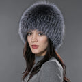 Wholesale Winter Whole Fox Fur Hat for Women Knitted Genuine Fur Beanie With Lining Warm Silver Fox Fur Caps Bomber Cap Ski Hats