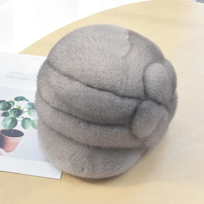 Custom Winter Real Mink Fur Hat Men Warm 100% Natural Full Mink Fur Hats for Women