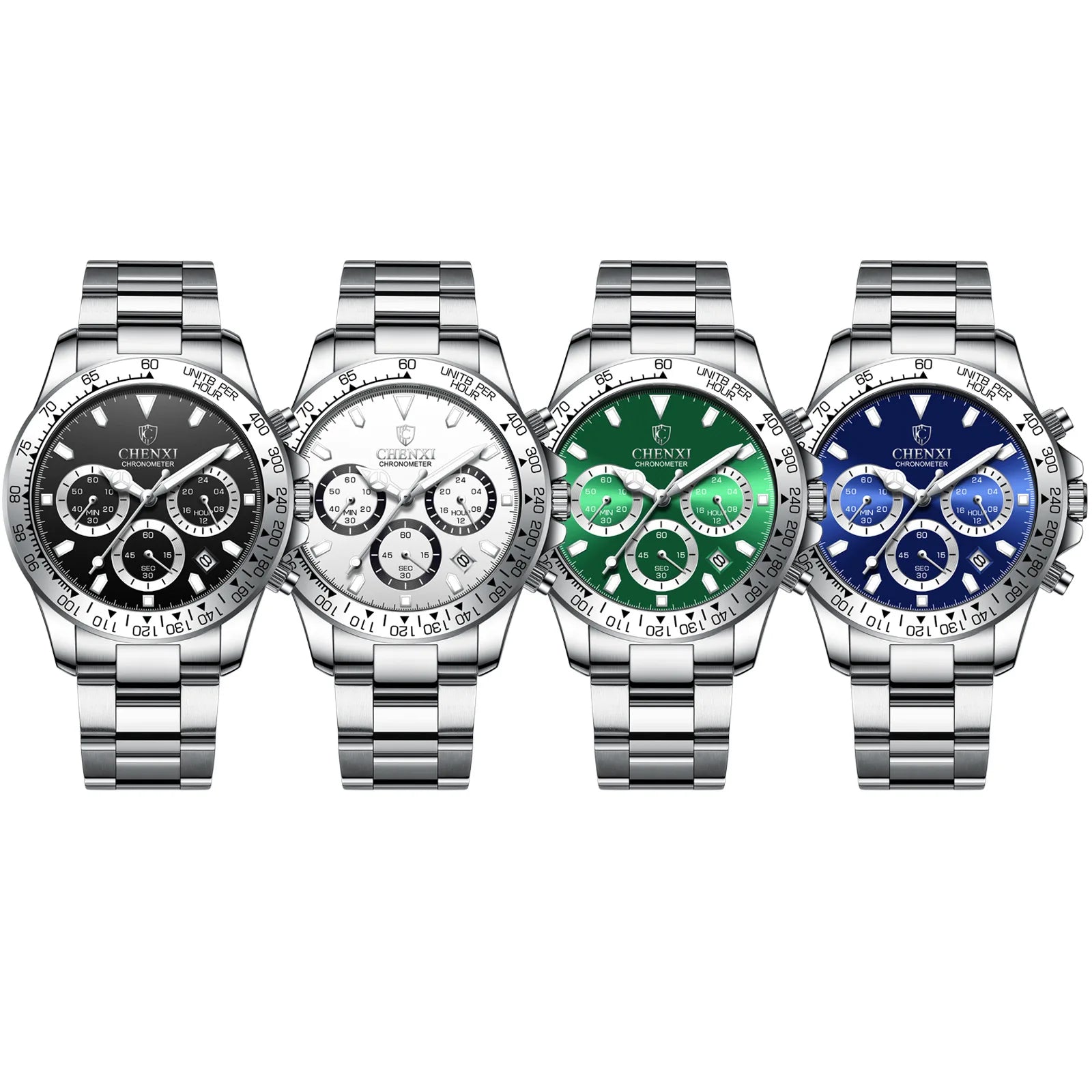 CHENXI Multifunctional Three-eye Six-pin Men's Alloy Sports Watch Cross-bordaterproof Luminous Decorative Quartz Watch