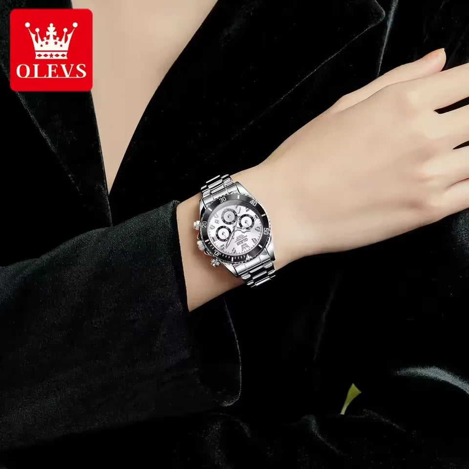 OLEVS 5632 Elegant Luxury Multi-function Lady Wrist Luminous Watch Woman Trend Stainless Steel Original Quartz Watches for Women