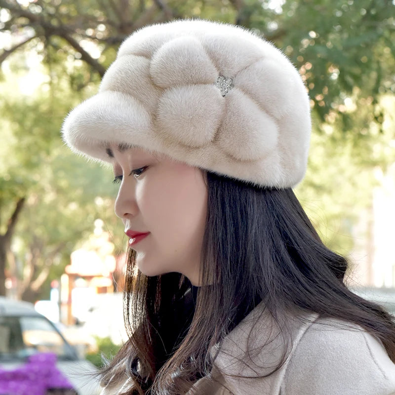 Custom Winter Real Mink Fur Hat Men Warm 100% Natural Full Mink Fur Hats for Women