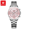 Olevs 5632 Quartz Watch for Women Fashion Sports Chronograph Luminous Calendar Diamond Logo 18mm Alloy Multi-Functional Gift