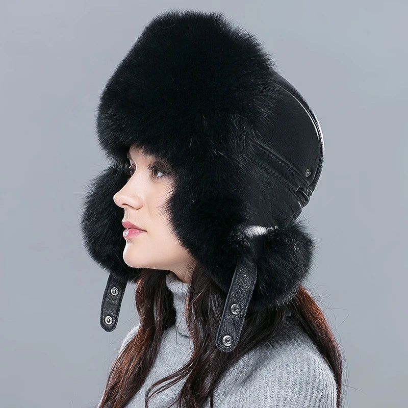 Fashion Fur Winter Bomber Hats Women Men Real Raccoon Fur Earflap Snow Cap Ski Hat Ushanka Trapper Hat for Men