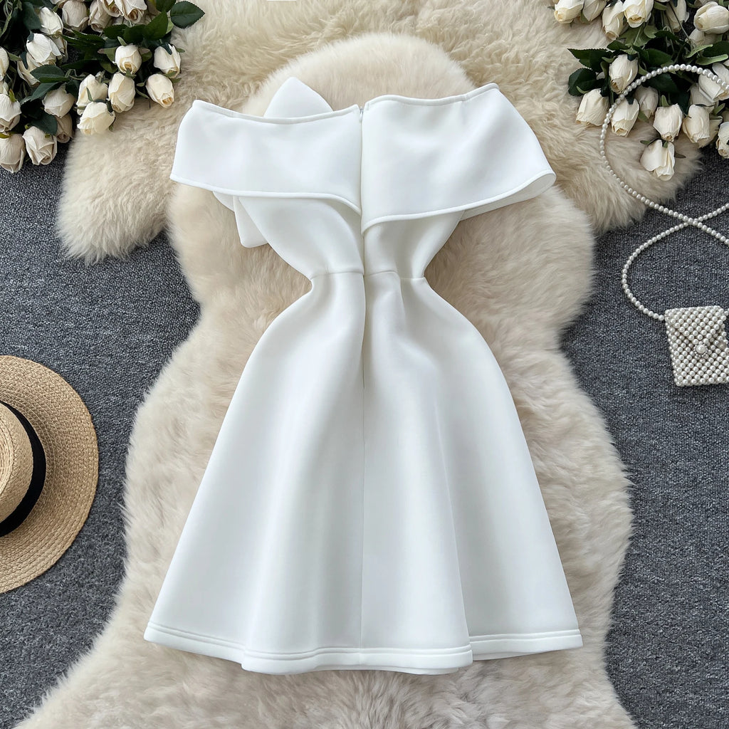 Summer Strapless Tunic Casual Midi Dress For Women Sleeveless Empire 3D Lace Vestidos