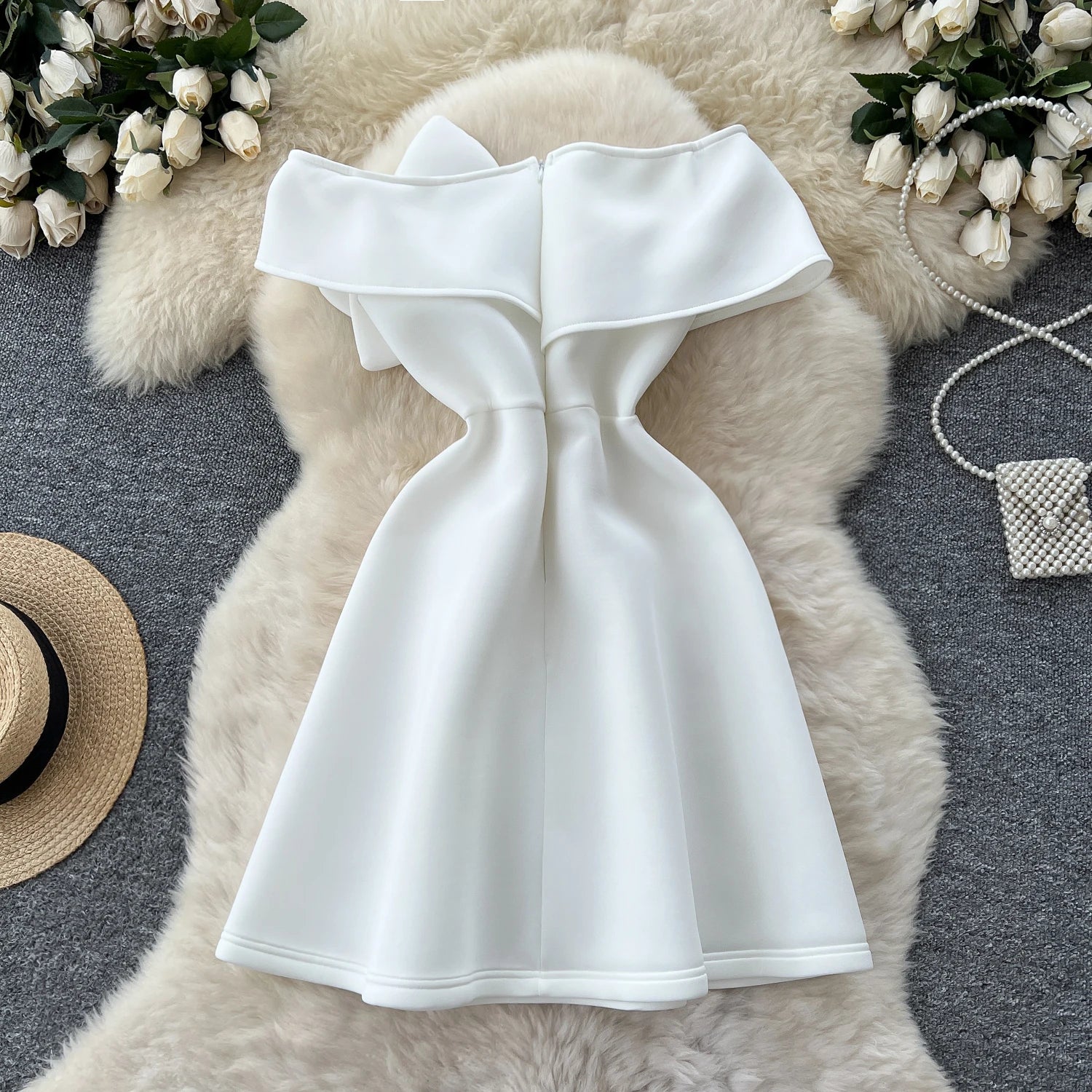 Summer Strapless Tunic Casual Midi Dress For Women Sleeveless Empire 3D Lace Vestidos