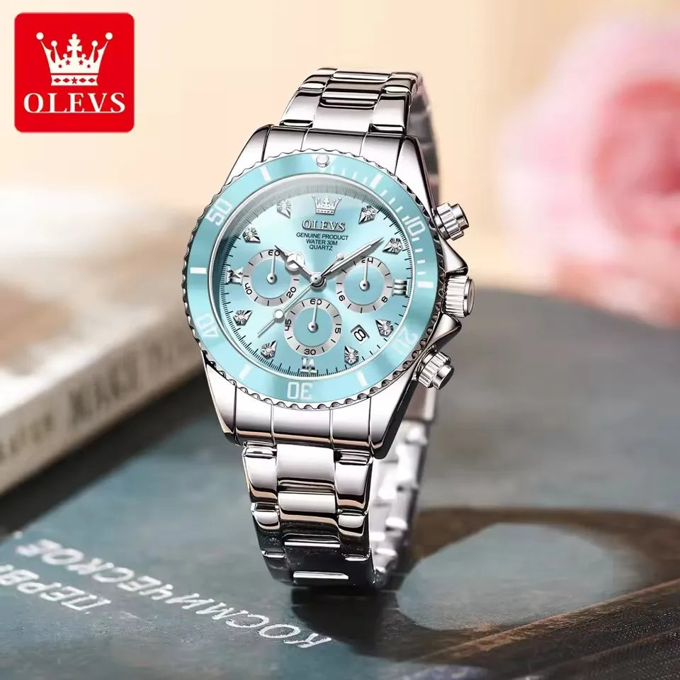 OLEVS 5632 Elegant Luxury Multi-function Lady Wrist Luminous Watch Woman Trend Stainless Steel Original Quartz Watches for Women