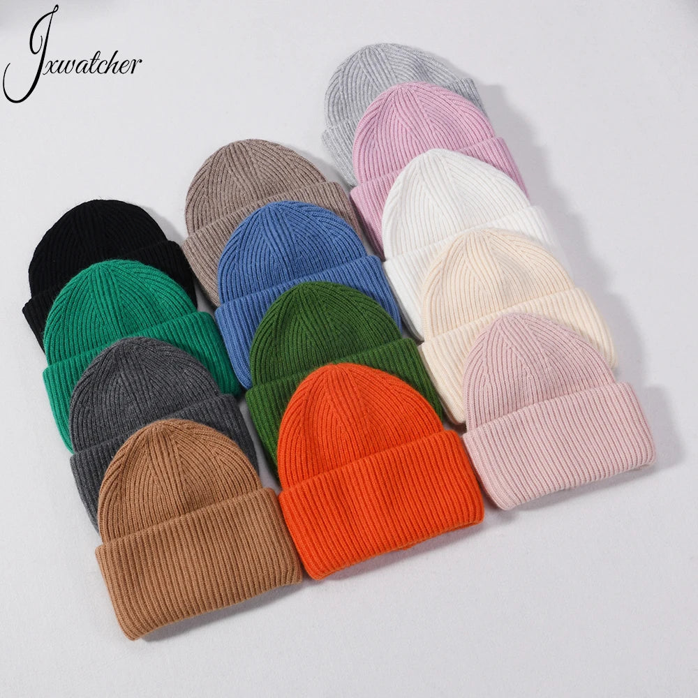 Jxwatcher Skull Ski Knit Hat Luxury Blank Women Custom Logo Thick Warm Double Cuffed Ribbed Unisex Cashmere Tuque Winter Beanie