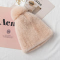 Winter Real Mink Fine Strip Weaving Beanie for Women Colorful Hand Knitted Mink Fur Hats With Real Fox Fur Pompom Warm Ski Hats