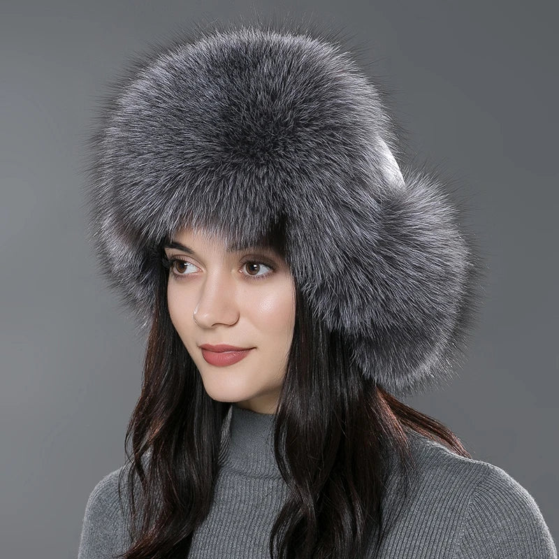 Fashion Waterproof Hunting Ushanka Russian Unisex Men Plain Fur Warm  Bomber Leather Earflap Trapper Winter Hat