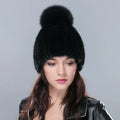 Real Mink Fur Hat Female High Quality Thick Warm Winter Hats for Women Fashion Luxury Knitted Fur Pompom Beanies
