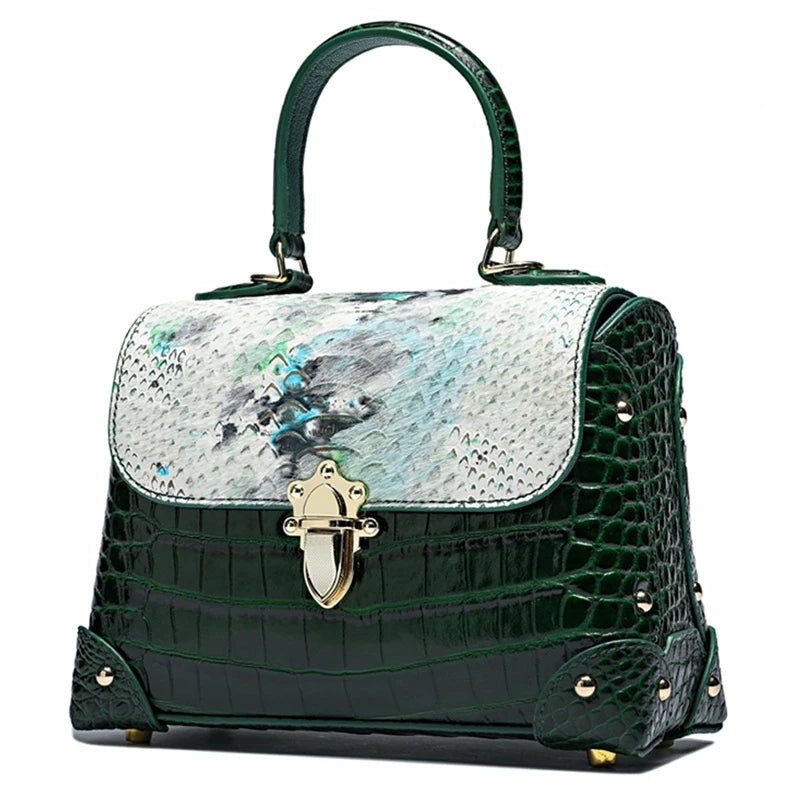 Women's handbag Women Genuine Leather Bag Crocodile skin Women's bags luxury designer handbag Women Leather Handbag Brand women