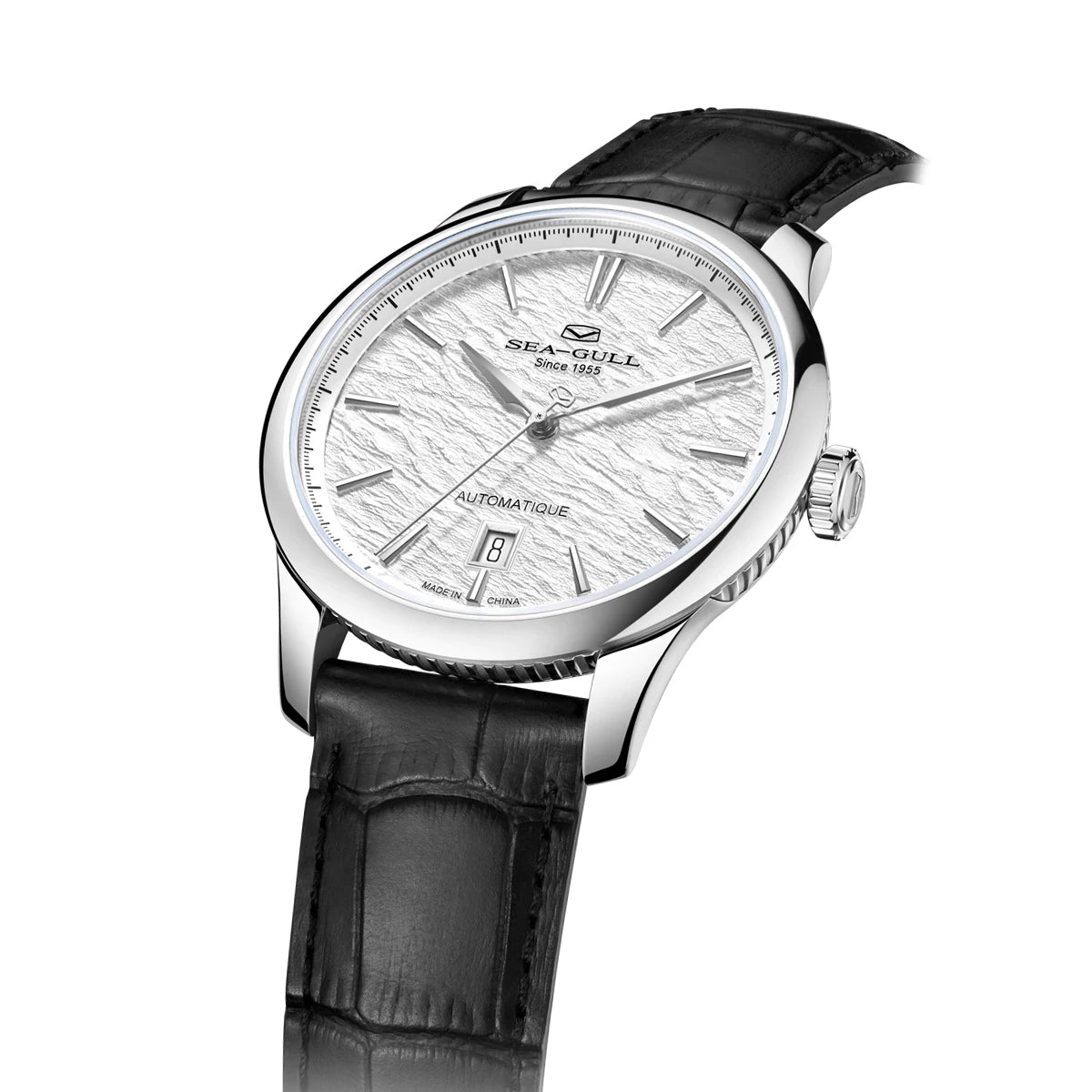 Seagull Extraordinary Series Snowflake Wave Dial Men's Automatic Mechanical Watch Calendar Fashion Luxury Wristwatch 40mm 1133A