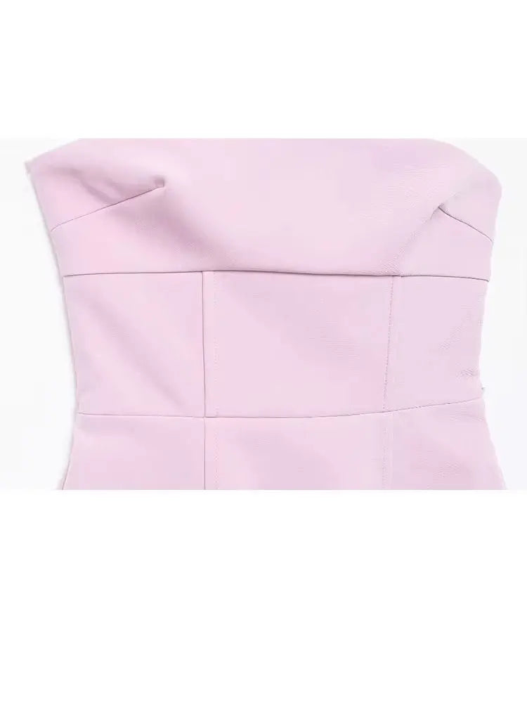 HH 2024 Woman Chic 3D Bow Side Zip Strapless Design Evening Dress Women Elegant Sexy Sleeveless Backless Pink Mini Dress