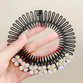 Stretch Pearl Flower Hairbands for Women Plastic Flexible Circle Headband Wavy Hair Hoop Face Wash Fixed Korean Hair Accessories
