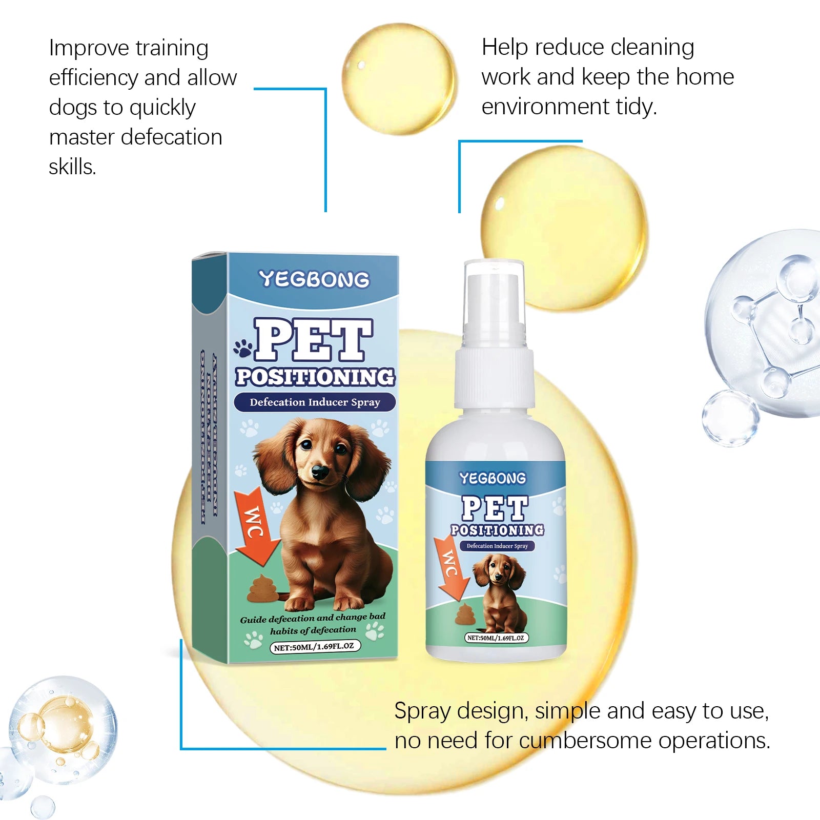 YEGBONG 50ml Pet Potty Training Spray with Gentle Attractant Scent Hypoallergenic Non Irritating Formula for Dogs and Cats