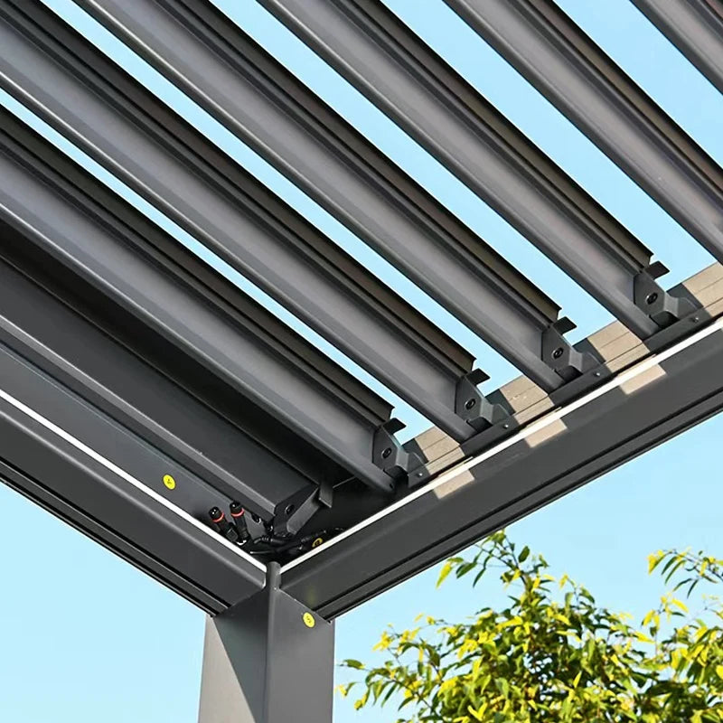 Aluminum bioclimate Pergola  customized size aluminum alloy rain protection  With Motorized manual Screen Set Louvered shutter