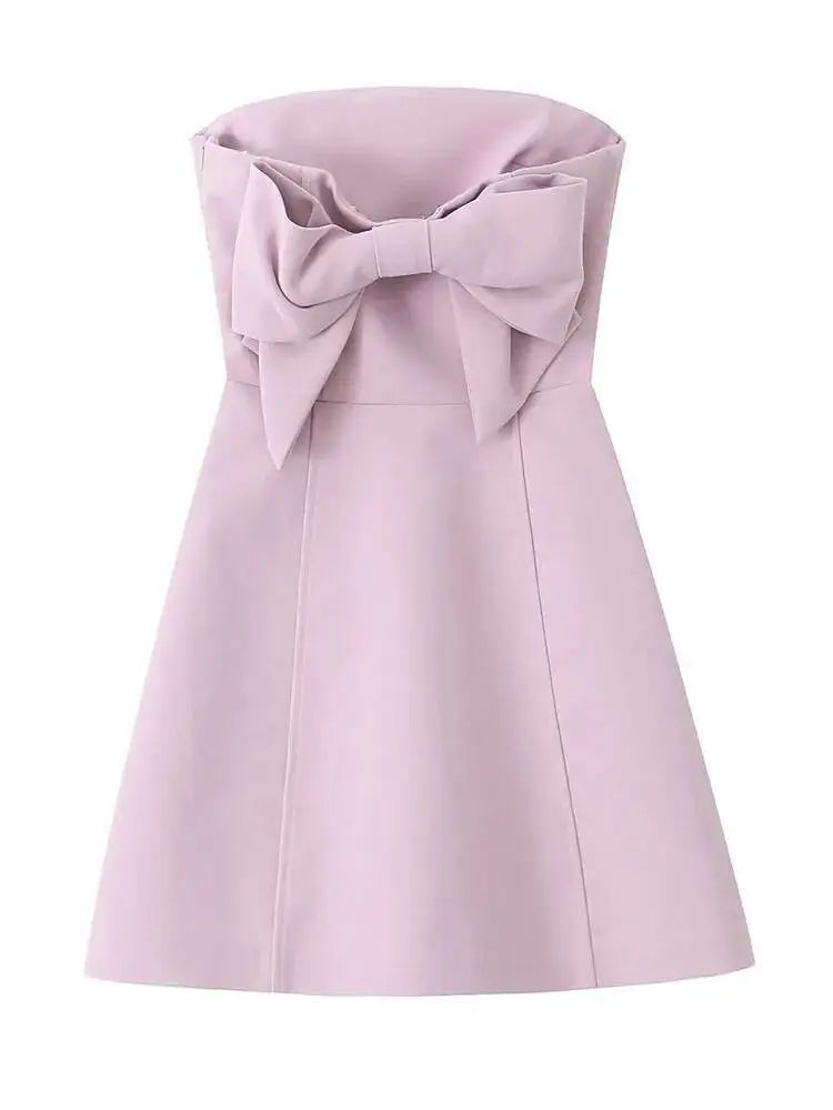 2024 summer new European and American style women's fashionable hottie style bow-detailed tube top short dress WAP2