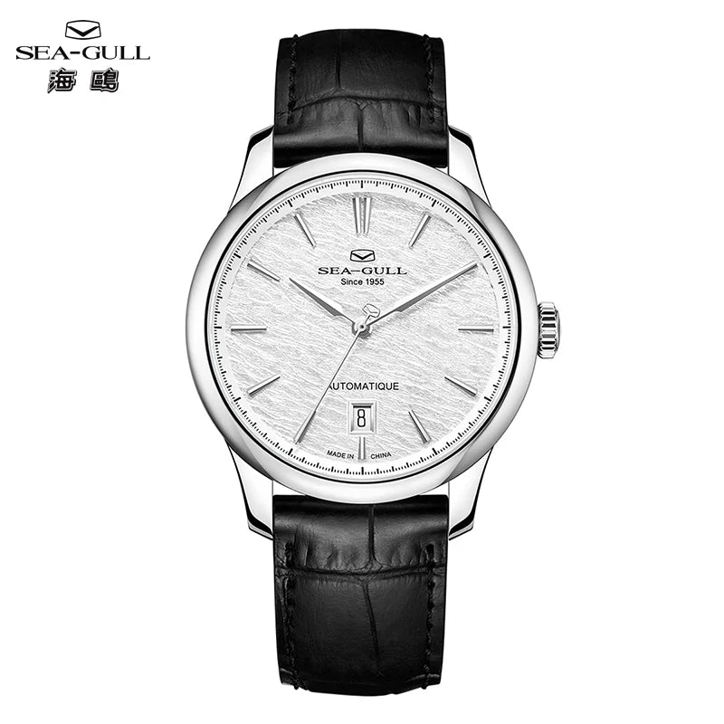 Seagull Extraordinary Series Snowflake Wave Dial Men's Automatic Mechanical Watch Calendar Fashion Luxury Wristwatch 40mm 1133A