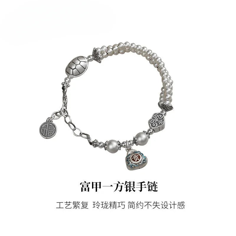 Original New Style Pure Silver 999 Fujia Hand Silver Necklace Ethnic Style Gift For Girlfriend Girlfriends' Gift