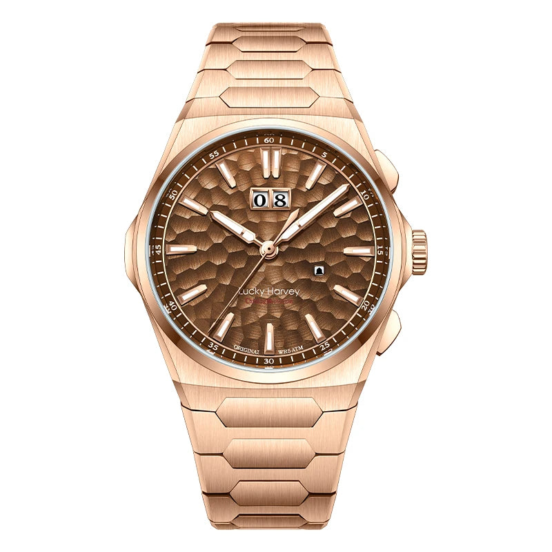 Lucky Harvey Hammered DialSelf-sounding Chiming Watches Automatic Movement Men's Watch 316L Stainless Steel Wristwatch Casual