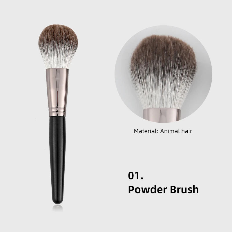 10pcs Makeup Brush Set - Premium Fox Hair Powder/Blush/Concealer Brushes,Anti-Aging Cosmetic Tools with Ergonomic Handles
