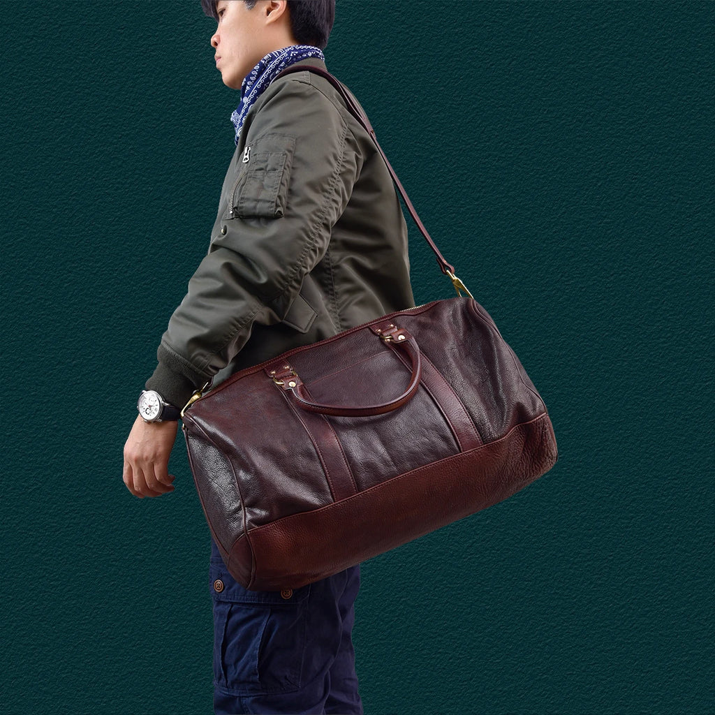 PNDME fashion designers handmade genuine leather men's large-capacity travel bags outdoor fitness cow leather storage handbag