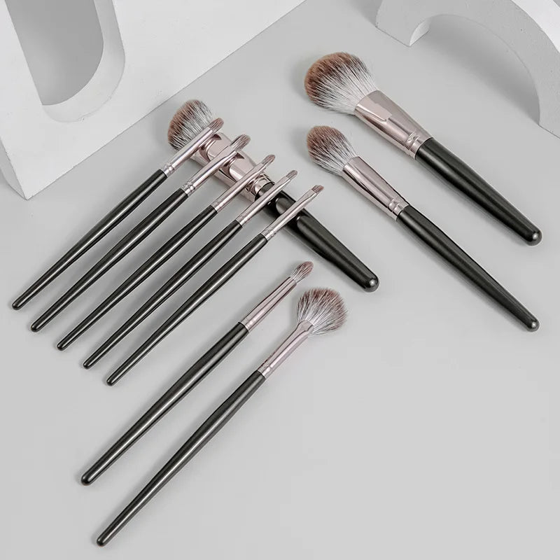 10pcs Makeup Brush Set - Premium Fox Hair Powder/Blush/Concealer Brushes,Anti-Aging Cosmetic Tools with Ergonomic Handles