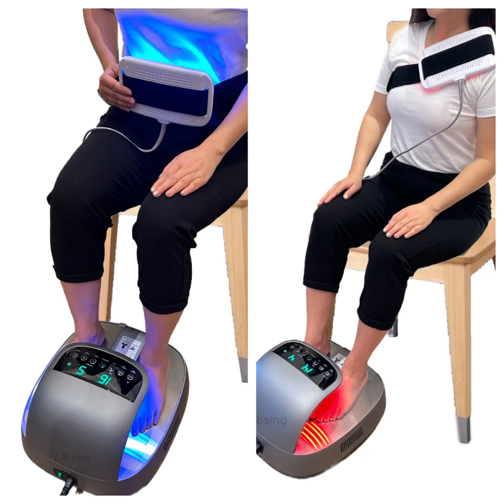 Terahertz therapy Red blue light 2 in 1 Health Protecting Feet Release Pressure Foot Massager Heating Blood Circulation Device
