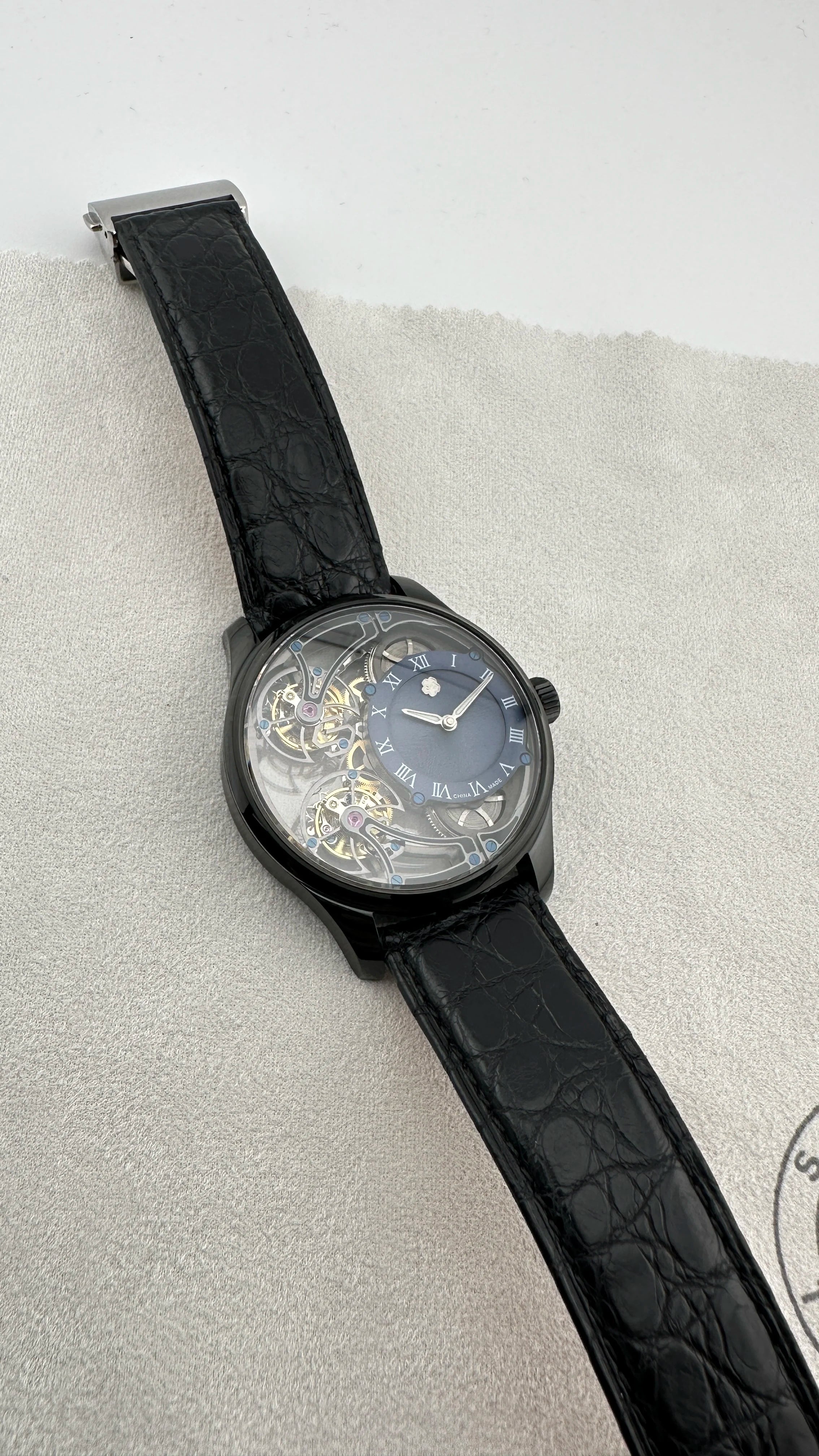 Men's Limited Edition Watch Front and Back Double Tourbillon Flying Suspension Watch Men's Luminous Mechanical Watch Steel