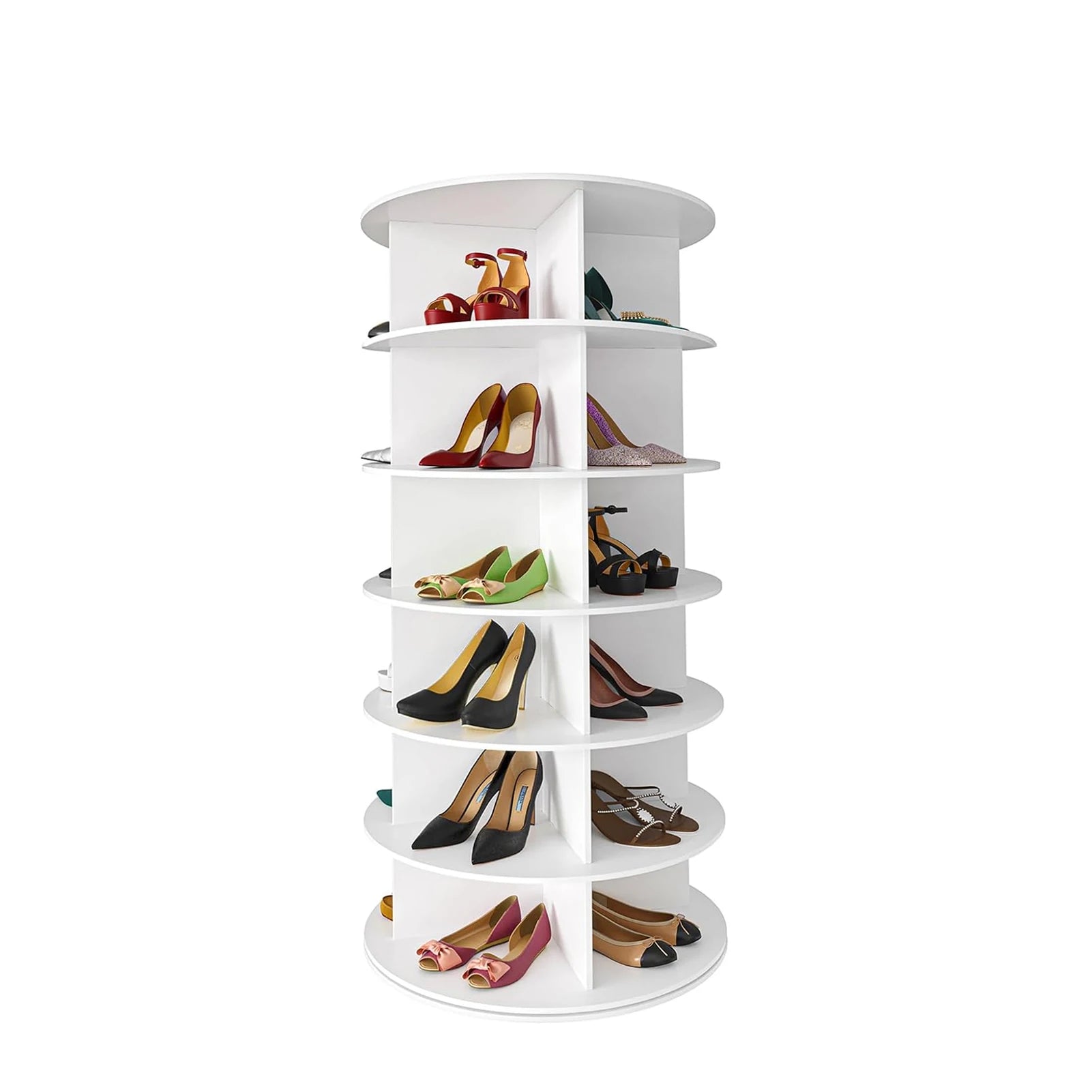 Rotating Shoe Tower 6-Tier Freestanding Shoe Organizer Display Stand 360 Degrees Revolving Rack for Home Dormitory Doorway