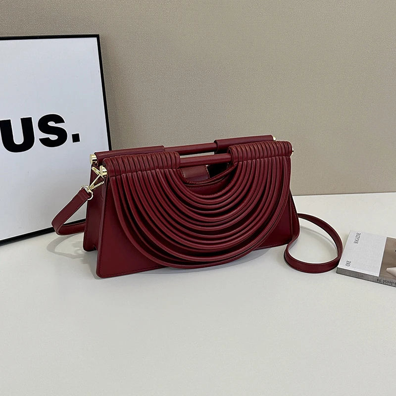 Fashion Handbag Luxury Gold Evening Clutch Bag Women Designer Handwoven Noodle Bags Large Capacity Pu Leather Messenger Bag