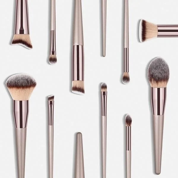 New 10Pcs Champagne Gold Makeup Brushes Set Loose Powder Eyeshadow Blush Brush Cosmetic Beauty Tools