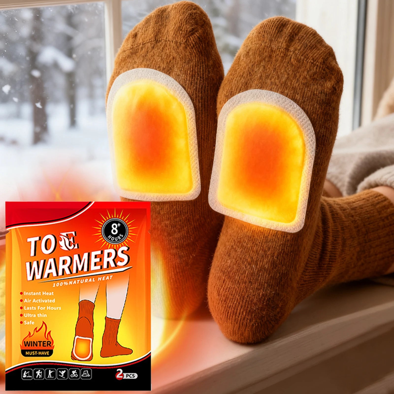 20 Pair Toe Warmers Up To 8 Hours of Heat Foot Warmers Easily Apply with Adhesive Disposable Feet Warmers for Cold Weather