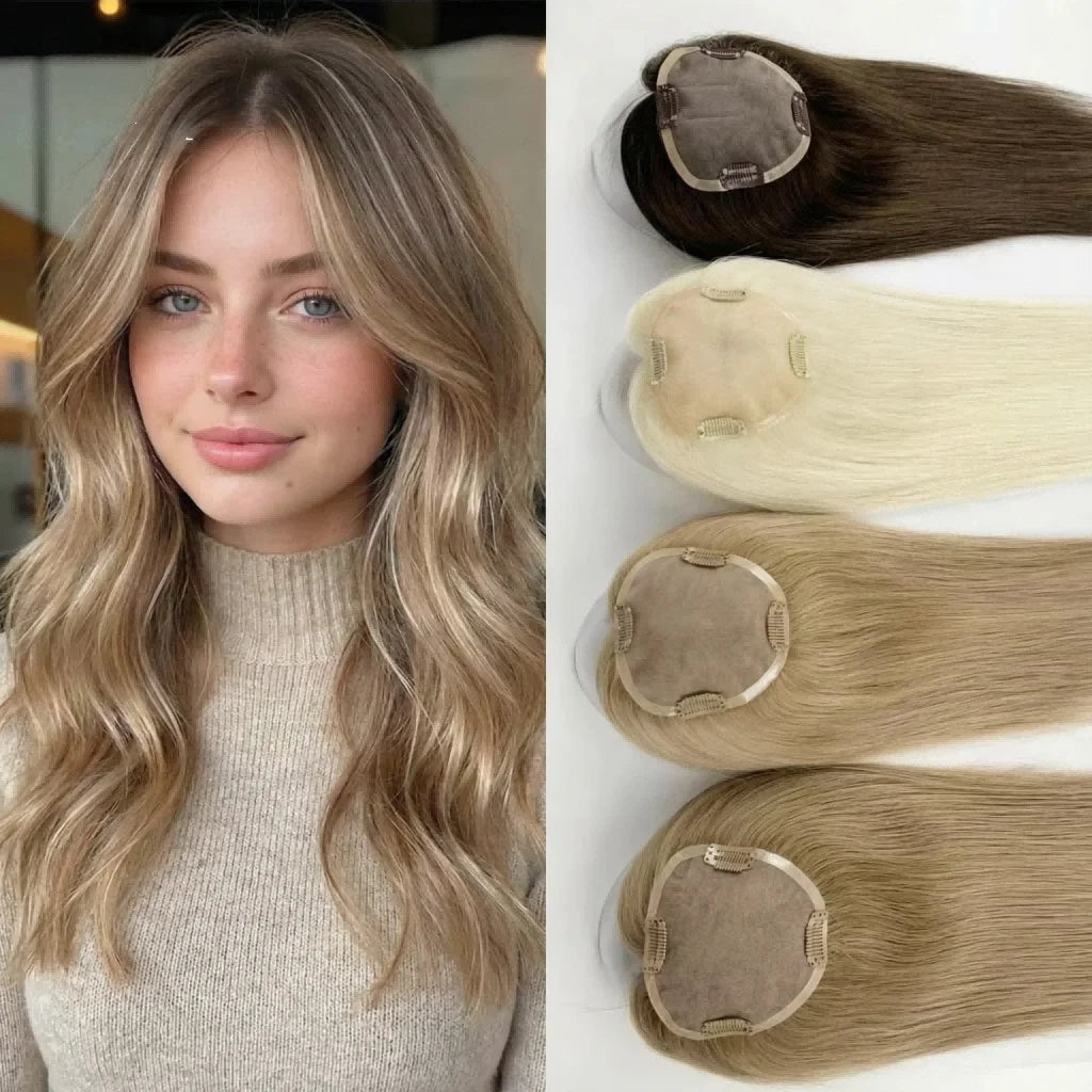 High-End Virgin Hair Topper | Monofilament Base | Dense Coverage | No Shedding | Custom Color & Size Options