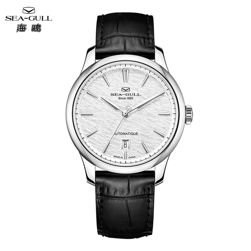 Seagull Extraordinary Series Snowflake Wave Dial Men's Automatic Mechanical Watch Calendar Fashion Luxury Wristwatch 40mm 1133A