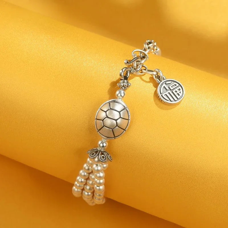 Original New Style Pure Silver 999 Fujia Hand Silver Necklace Ethnic Style Gift For Girlfriend Girlfriends' Gift