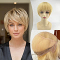 Human Hair Wig Short Pixie Cut Full Lace Silk Base Crown Virgin European Hair Thin Light Breathable Wear to Go for Women