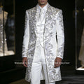 Brilliant Beaded Crystals Men Suits Attire Long Customized Single Breasted Jacket Vest Pants 3 Piece Set Groom Wedding Tuxedos